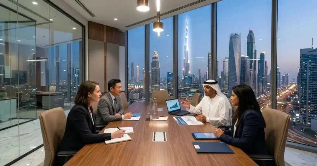 Recover investment money in Dubai: an overseas investor reviewing a partnership agreement and bank transfers